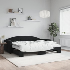 Sofá cama nido con colchón terciopelo negro 90x200 cm de vidaXL, Camas y somieres - Ref: Foro24-3197329, Precio: 435,24 €, De...