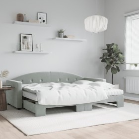 Trundle sofa bed with light gray velvet mattress 80x200 cm by vidaXL, Beds and slatted bases - Ref: Foro24-3197318, Price: 41...