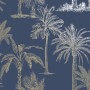 DUTCH WALLCOVERINGS Tapete mit tropischen Bäumen in Marineblau und Silber von DUTCH WALLCOVERINGS, Bemaltes Papier - Ref: For...