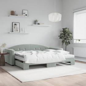 Trundle sofa bed with light gray velvet mattress 90x200 cm by vidaXL, Beds and slatted bases - Ref: Foro24-3197325, Price: 42...