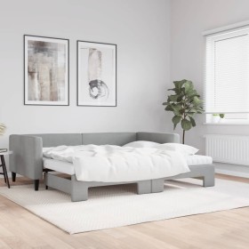 Trundle sofa bed with light gray fabric mattress 90x200 cm by vidaXL, Beds and slatted bases - Ref: Foro24-3196596, Price: 43...