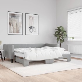 Trundle sofa bed with light gray fabric mattress 90x190 cm by vidaXL, Beds and slatted bases - Ref: Foro24-3196606, Price: 46...