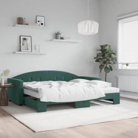 Sofá cama nido con colchón terciopelo verde oscuro 90x200 cm de vidaXL, Camas y somieres - Ref: Foro24-3197327, Precio: 417,4...