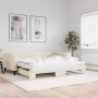 Trundle sofa bed with cream fabric mattress 100x200 cm by vidaXL, Beds and slatted bases - Ref: Foro24-3196605, Price: 503,99...