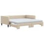 Trundle sofa bed with cream fabric mattress 100x200 cm by vidaXL, Beds and slatted bases - Ref: Foro24-3196605, Price: 503,07...