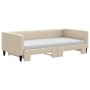 Trundle sofa bed with cream fabric mattress 100x200 cm by vidaXL, Beds and slatted bases - Ref: Foro24-3196605, Price: 503,07...