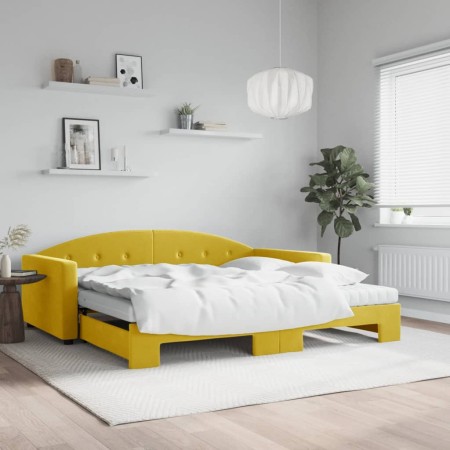 Sofá cama nido con colchón terciopelo amarillo 100x200 cm de vidaXL, Camas y somieres - Ref: Foro24-3197337, Precio: 528,99 €...