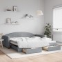 Trundle sofa bed with drawers light gray fabric 100x200 cm by vidaXL, Beds and slatted bases - Ref: Foro24-3197229, Price: 34...