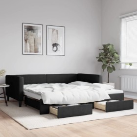 Sofá cama nido con cajones tela negro 100x200 cm de vidaXL, Camas y somieres - Ref: Foro24-3196621, Precio: 351,99 €, Descuen...