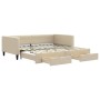 Trundle sofa bed with drawers cream fabric 100x200 cm by vidaXL, Beds and slatted bases - Ref: Foro24-3196623, Price: 364,80 ...