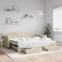 Trundle sofa bed with drawers cream fabric 100x200 cm by vidaXL, Beds and slatted bases - Ref: Foro24-3197233, Price: 335,33 ...