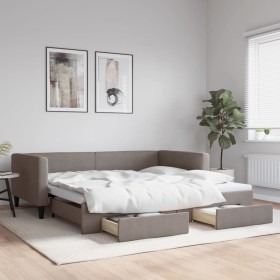 Sofá cama nido con cajones tela gris taupe 100x200 cm de vidaXL, Camas y somieres - Ref: Foro24-3196622, Precio: 372,99 €, De...