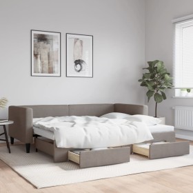 Trundle sofa bed with drawers taupe gray fabric 90x200 cm by vidaXL, Beds and slatted bases - Ref: Foro24-3196617, Price: 328...