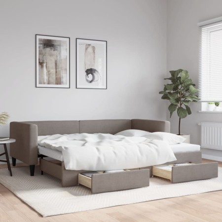 Trundle sofa bed with drawers taupe gray fabric 90x200 cm by vidaXL, Beds and slatted bases - Ref: Foro24-3196617, Price: 342...