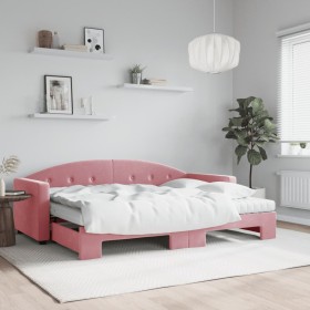 Trundle sofa bed with pink velvet mattress 80x200 cm by vidaXL, Beds and slatted bases - Ref: Foro24-3197321, Price: 414,26 €...