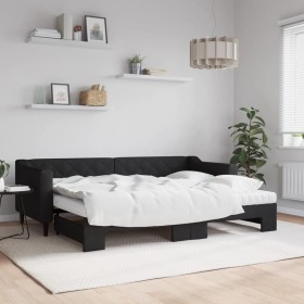 Trundle sofa bed with black fabric mattress 80x200 cm by vidaXL, Beds and slatted bases - Ref: Foro24-3197441, Price: 437,99 ...