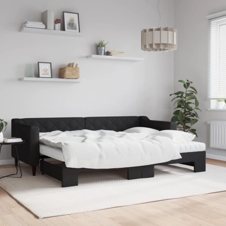 Trundle sofa bed with black fabric mattress 80x200 cm by vidaXL, Beds and slatted bases - Ref: Foro24-3197441, Price: 422,06 ...