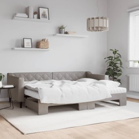 Trundle sofa bed with taupe gray fabric mattress 80x200 cm by vidaXL, Beds and slatted bases - Ref: Foro24-3197442, Price: 41...