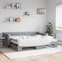 Trundle sofa bed with light gray fabric mattress 90x200 cm by vidaXL, Beds and slatted bases - Ref: Foro24-3197444, Price: 47...