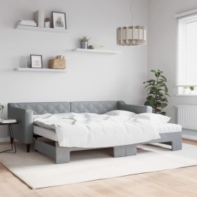 Trundle sofa bed with light gray fabric mattress 90x200 cm by vidaXL, Beds and slatted bases - Ref: Foro24-3197444, Price: 42...