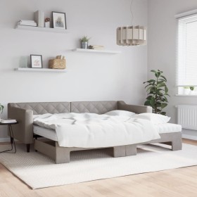 Trundle sofa bed with taupe gray fabric mattress 90x200 cm by vidaXL, Beds and slatted bases - Ref: Foro24-3197447, Price: 43...