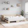 Trundle sofa bed with cream fabric mattress 90x200 cm by vidaXL, Beds and slatted bases - Ref: Foro24-3197448, Price: 418,99 ...