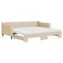 Trundle sofa bed with cream fabric mattress 90x200 cm by vidaXL, Beds and slatted bases - Ref: Foro24-3197448, Price: 418,99 ...