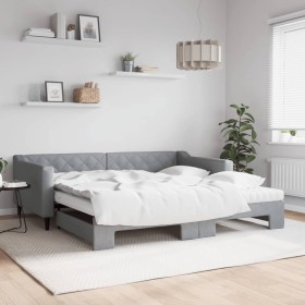 Trundle sofa bed with light gray fabric mattress 100x200 cm by vidaXL, Beds and slatted bases - Ref: Foro24-3197449, Price: 5...