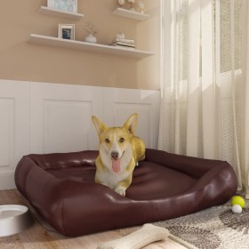 Cama para perros de cuero sintético marrón 105x80x25 cm de vidaXL, Camas para perros - Ref: Foro24-171245, Precio: 59,44 €, D...