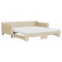 Trundle sofa bed with cream fabric mattress 100x200 cm by vidaXL, Beds and slatted bases - Ref: Foro24-3197453, Price: 446,24...