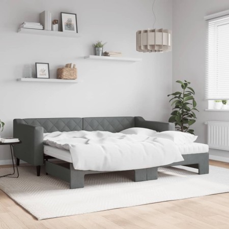 Trundle sofa bed with dark gray fabric mattress 90x190 cm by vidaXL, Beds and slatted bases - Ref: Foro24-3197455, Price: 512...