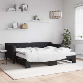 Sofá cama nido con colchón tela negro 90x190 cm de vidaXL, Camas y somieres - Ref: Foro24-3197456, Precio: 469,99 €, Descuent...