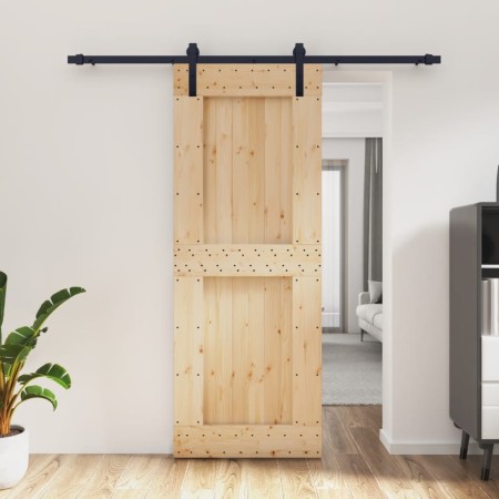 Sliding door with solid pine wood hardware 80x210 cm by vidaXL, Doors - Ref: Foro24-3202993, Price: 160,74 €, Discount: %