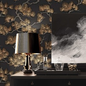 DUTCH WALLCOVERINGS Papel de pared pino negro y dorado de DUTCH WALLCOVERINGS, Papel pintado - Ref: Foro24-437399, Precio: 43...