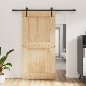 Sliding door with solid pine wood hardware 100x210 cm by vidaXL, Doors - Ref: Foro24-3202997, Price: 181,05 €, Discount: %