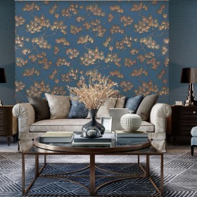 DUTCH WALLCOVERINGS Gold and blue pine wallpaper by DUTCH WALLCOVERINGS, Painted paper - Ref: Foro24-437401, Price: 45,99 €, ...