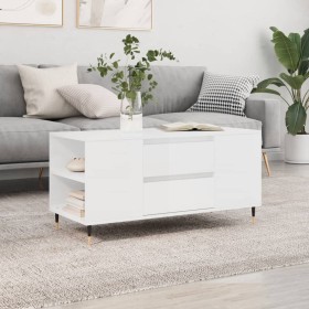 Weiß glänzender Ingenieurholz-Couchtisch 102x44,5x50 cm von vidaXL, Couchtisch - Ref: Foro24-830990, Preis: 83,99 €, Rabatt: %