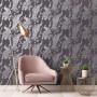 DUTCH WALLCOVERINGS Purple and Silver Peacock Wallpaper by DUTCH WALLCOVERINGS, Painted paper - Ref: Foro24-437416, Price: 22...