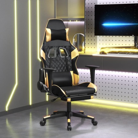 Gaming-Stuhl mit Fußstütze aus schwarzem, goldenem Kunstleder von vidaXL, Gaming-Stühle - Ref: Foro24-3143766, Preis: 146,48 ...