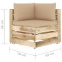 Ecksofa mit grün imprägnierten Holzkissen von vidaXL, Modulare Sofas für den Außenbereich - Ref: Foro24-3074498, Preis: 174,9...