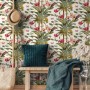 DUTCH WALLCOVERINGS Green and pink tropical palm trees wallpaper by DUTCH WALLCOVERINGS, Painted paper - Ref: Foro24-437429, ...