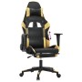 Silla gaming con reposapiés cuero sintético negro dorado de vidaXL, Sillones para videojuegos - Ref: Foro24-3143766, Precio: ...