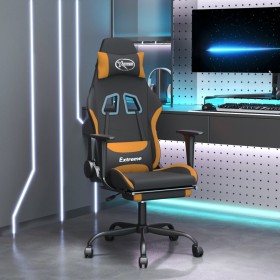 Gaming-Stuhl mit Fußstütze aus schwarzem und orangefarbenem Stoff von vidaXL, Gaming-Stühle - Ref: Foro24-3143727, Preis: 130...