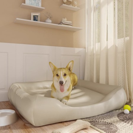 Cama para perros de cuero sintético beige 105x80x25 cm de vidaXL, Camas para perros - Ref: Foro24-171251, Precio: 54,27 €, De...