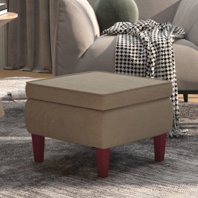 Hocker mit Holzbeinen aus hellgrauem Samt von vidaXL, Klapphocker und Stühle - Ref: Foro24-329457, Preis: 61,13 €, Rabatt: %