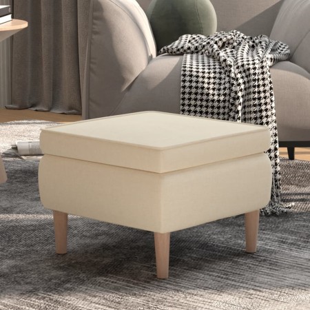 Hocker mit Holzbeinen, gepolstert mit cremefarbenem Stoff von vidaXL, Klapphocker und Stühle - Ref: Foro24-329455, Preis: 75,...