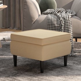 Hocker mit Holzbeinen aus cremefarbenem Samt von vidaXL, Klapphocker und Stühle - Ref: Foro24-329445, Preis: 81,49 €, Rabatt: %