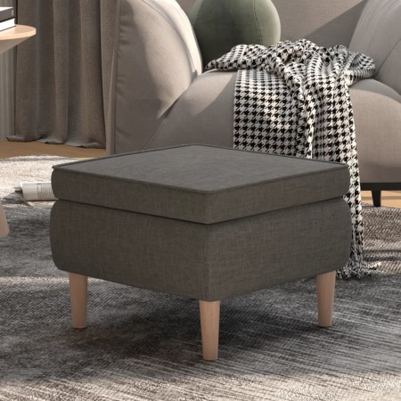 Stool with wooden legs upholstered in dark gray woven fabric by vidaXL, Folding stools and chairs - Ref: Foro24-329447, Price...