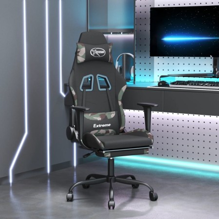 Gaming chair with footrest in black camouflage fabric by vidaXL, Gaming chairs - Ref: Foro24-3143732, Price: 139,72 €, Discou...