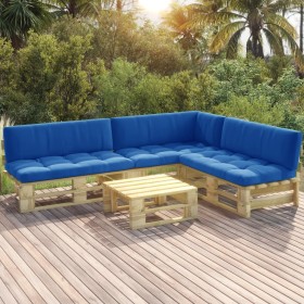 4-piece pallet furniture and green impregnated pine wood cushions by vidaXL, Garden sets - Ref: Foro24-3066694, Price: 385,24...